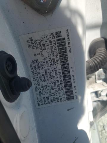 2HGFC2F68KH599819 - 2019 HONDA CIVIC LX WHITE photo 12