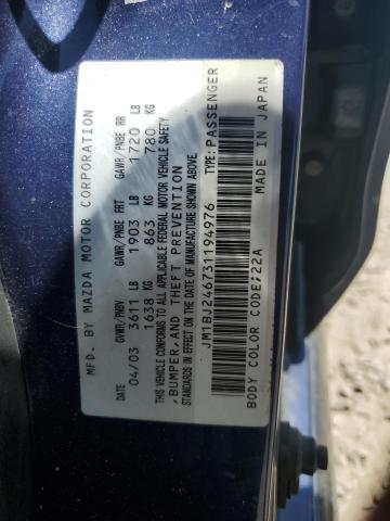 JM1BJ246731194976 - 2003 MAZDA PROTEGE PR5 蓝色 照片 13