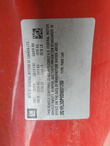 2G1FL3DP8D9801788 - 2013 CHEVROLET CAMARO ZL1 红色 照片 12