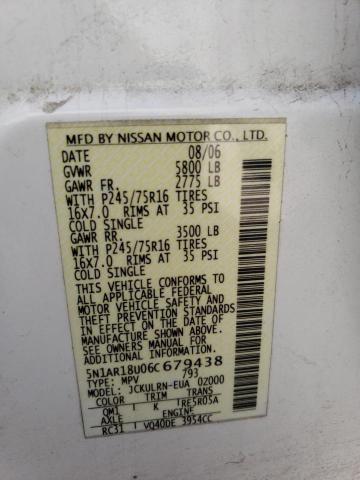 5N1AR18U06C679438 - 2006 NISSAN PATHFINDER LE WHITE photo 13