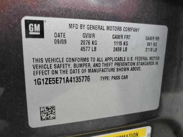 1G1ZE5E71A4135776 - 2010 CHEVROLET MALIBU LTZ GRAY photo 12