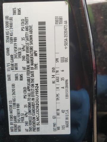 5LMCJ3D92GUJ19524 - 2016 LINCOLN MKC RESERVE BLACK photo 13