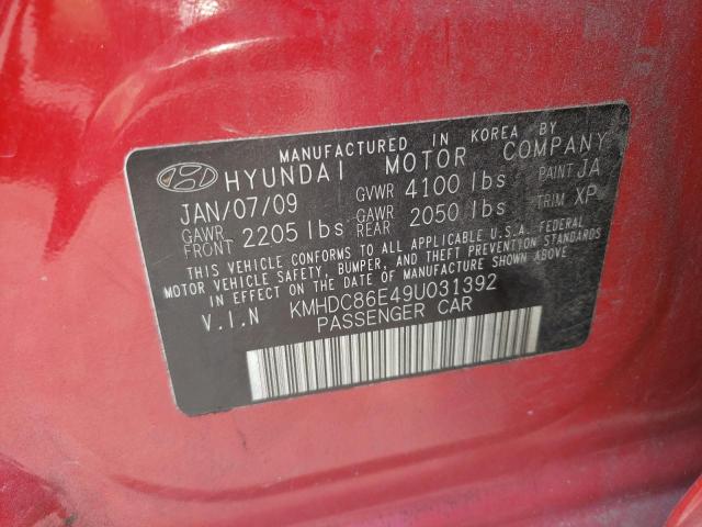 KMHDC86E49U031392 - 2009 HYUNDAI ELANTRA TO RED photo 12