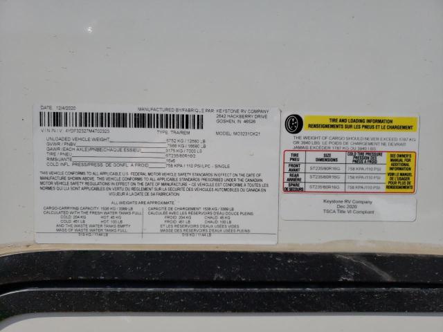 4YDF32327M4702323 - 2021 KEYSTONE MONTANA 米色 照片 10