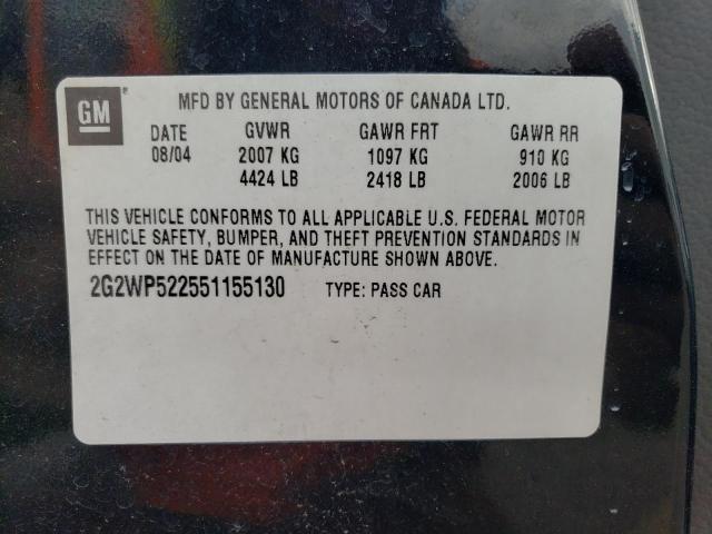 2G2WP522551155130 - 2005 PONTIAC GRAND PRIX 黑色 照片 12