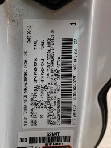 5TFSZ5AN0GX020868 - 2016 TOYOTA TACOMA ACCESS CAB თეთრი ფოტო 12