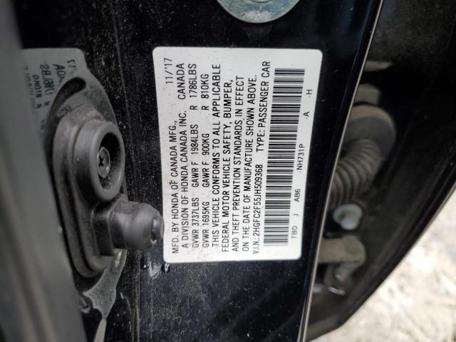 2HGFC2F55JH509368 - 2018 HONDA CIVIC LX BLACK photo 12