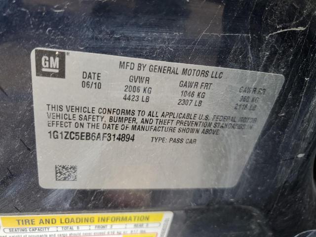 1G1ZC5EB6AF314894 - 2010 CHEVROLET MALIBU 1LT 蓝色 照片 12