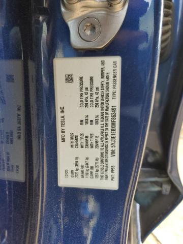 5YJ3E1EBXMF863491 - 2021 TESLA MODEL 3 BLUE photo 12