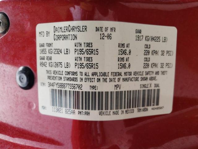 3A4FY58B87T556702 - 2007 CHRYSLER PT CRUISER TOURING RED photo 13