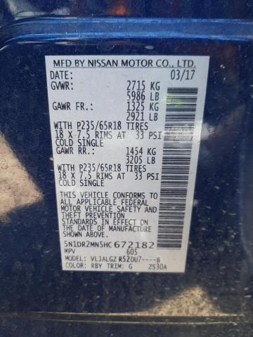 5N1DR2MN5HC672182 - 2017 NISSAN PATHFINDER S BLUE photo 13