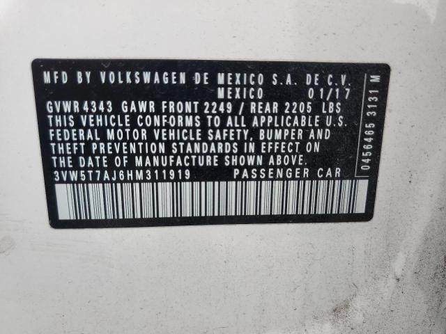 3VW5T7AJ6HM311919 - 2017 VOLKSWAGEN JETTA GLI თეთრი ფოტო 12