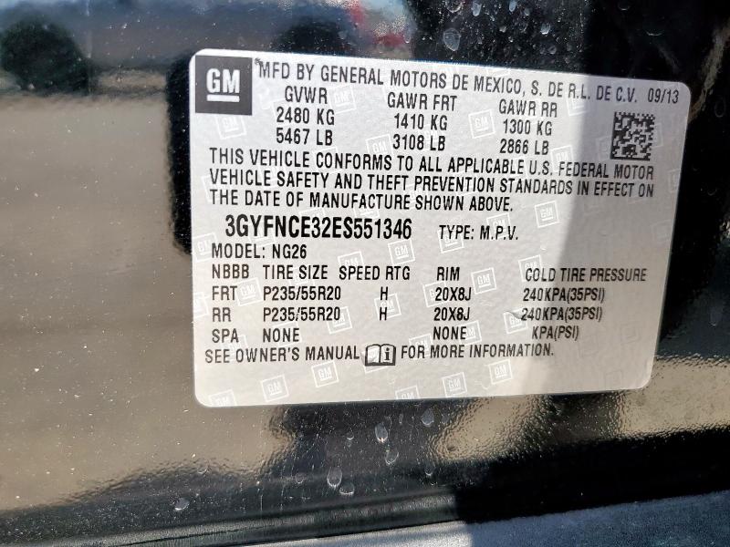 3GYFNCE32ES551346 - 2014 CADILLAC SRX PERFORMANCE COLLECTION Czarny zdjęcie 13