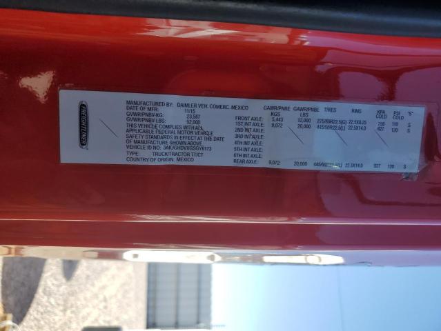 3AKJGHDVXGSGY6173 - 2016 FREIGHTLINER CASCADIA 1 წითელი ფოტო 10