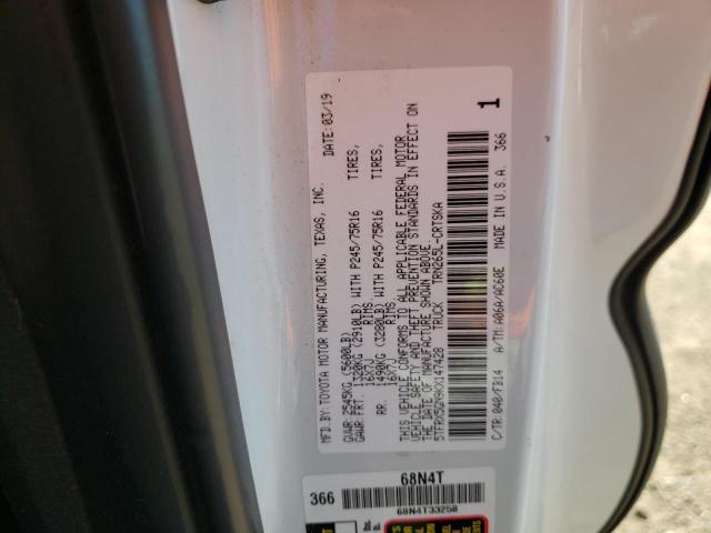 5TFRX5GN9KX147428 - 2019 TOYOTA TACOMA ACCESS CAB თეთრი ფოტო 12