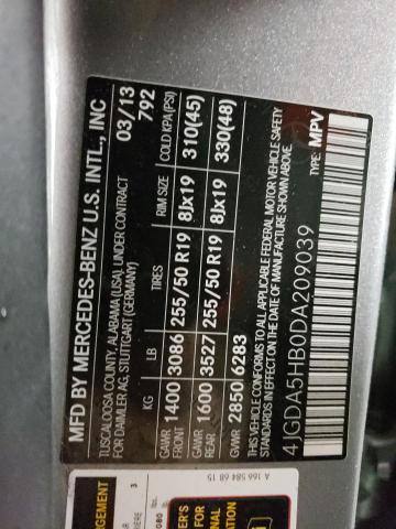 4JGDA5HB0DA209039 - 2013 MERCEDES-BENZ ML 350 4MATIC GRAY photo 14