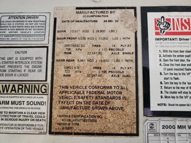 4DRBUAFN75B975656 - 2005 IC CORPORATION 3000 YELLOW photo 10