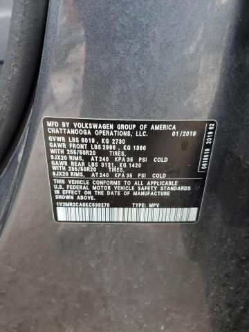 1V2MR2CA5KC539270 - 2019 VOLKSWAGEN ATLAS SEL Grafit foto 13
