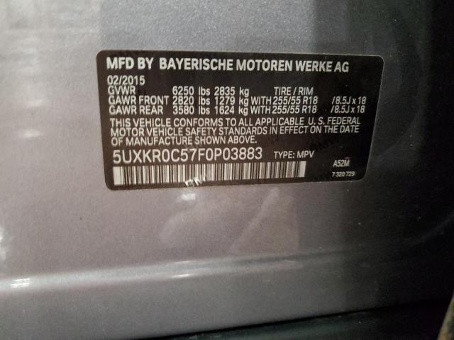 5UXKR0C57F0P03883 - 2015 BMW X5 XDRIVE35I GRAY photo 13