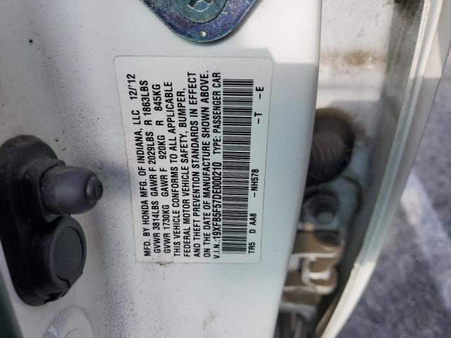 19XFB5F57DE000210 - 2013 HONDA CIVIC NATURAL GAS WHITE photo 12