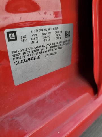 1G1JA5SH5F4220410 - 2015 CHEVROLET SONIC LS 红色 照片 12