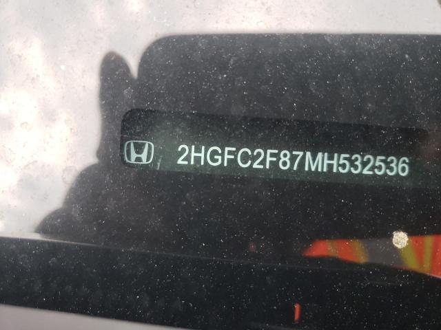 2HGFC2F87MH532536 - 2021 HONDA CIVIC SPORT 银色 照片 12