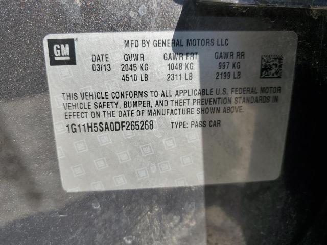1G11H5SA0DF265268 - 2013 CHEVROLET MALIBU LTZ ნაცრისფერი ფოტო 12