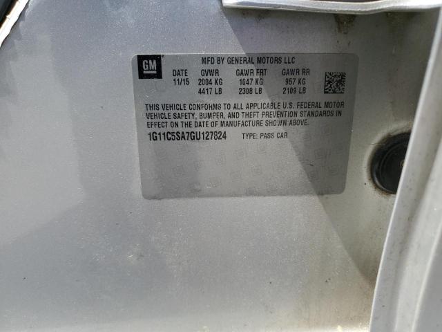 1G11C5SA7GU127824 - 2016 CHEVROLET MALIBU LIM LT 银色 照片 12