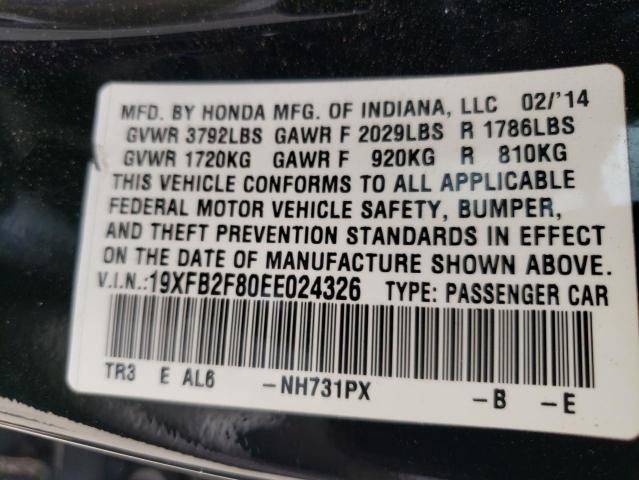 19XFB2F80EE024326 - 2014 HONDA CIVIC EX BLACK photo 13