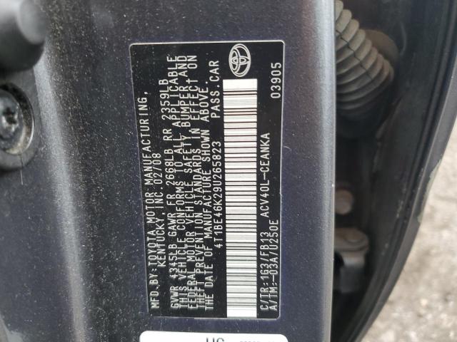 4T1BE46K29U265823 - 2009 TOYOTA CAMRY BASE GRAY photo 12