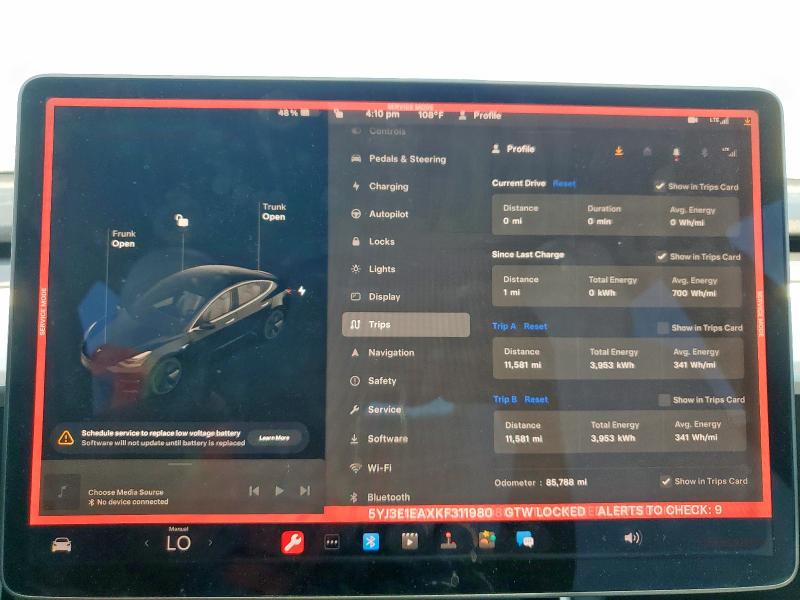 5YJ3E1EAXKF311980 - 2019 TESLA MODEL 3 黑色 照片 9
