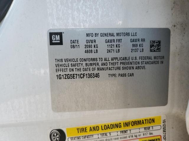 1G1ZG5E71CF136346 - 2012 CHEVROLET MALIBU LTZ თეთრი ფოტო 12