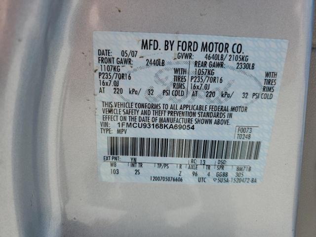 1FMCU93168KA69054 - 2008 FORD ESCAPE XLT SILVER photo 13