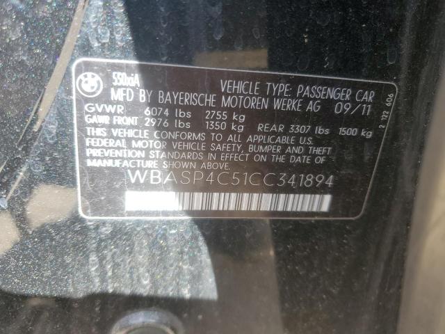WBASP4C51CC341894 - 2012 BMW 550 XIGT BLACK photo 12