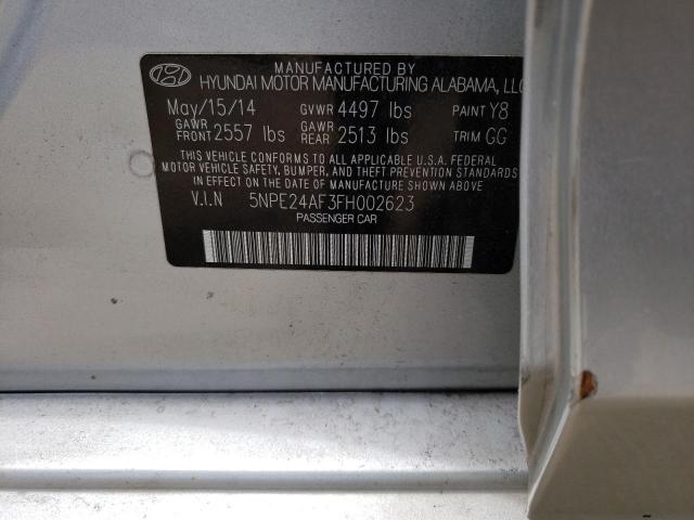 5NPE24AF3FH002623 - 2015 HYUNDAI SONATA SE SILVER photo 12