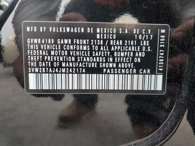 3VW2B7AJ4JM242174 - 2018 VOLKSWAGEN JETTA S Noir photo 12