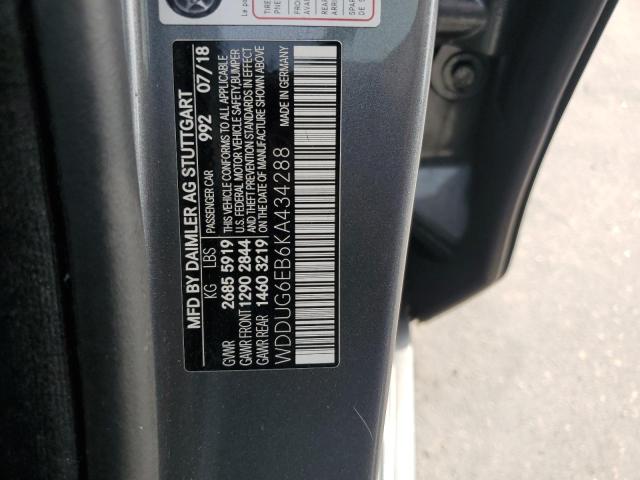 WDDUG6EB6KA434288 - 2019 MERCEDES-BENZ S 450 4MATIC GRAY photo 12