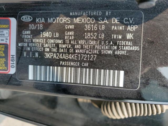 3KPA24AB4KE172127 - 2019 KIA RIO S BLACK photo 12