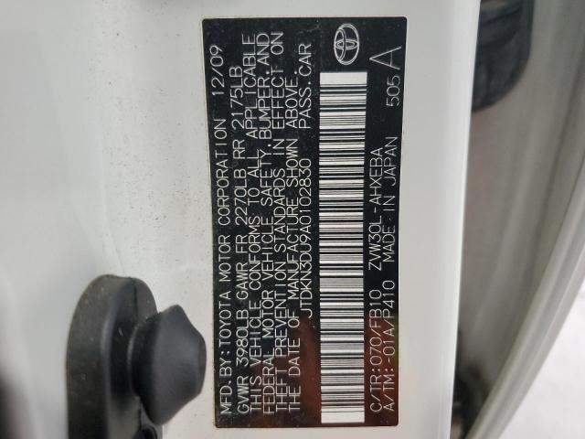 JTDKN3DU9A0102830 - 2010 TOYOTA PRIUS Ақ фото 12