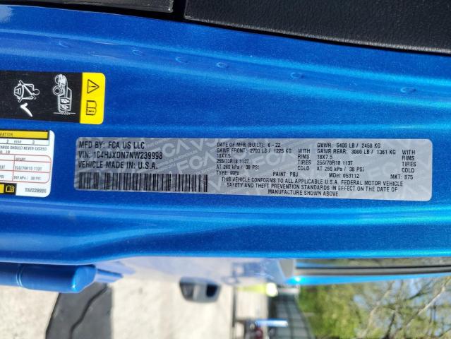 1C4HJXDN7NW239998 - 2022 JEEP WRANGLER U SPORT BLUE photo 13