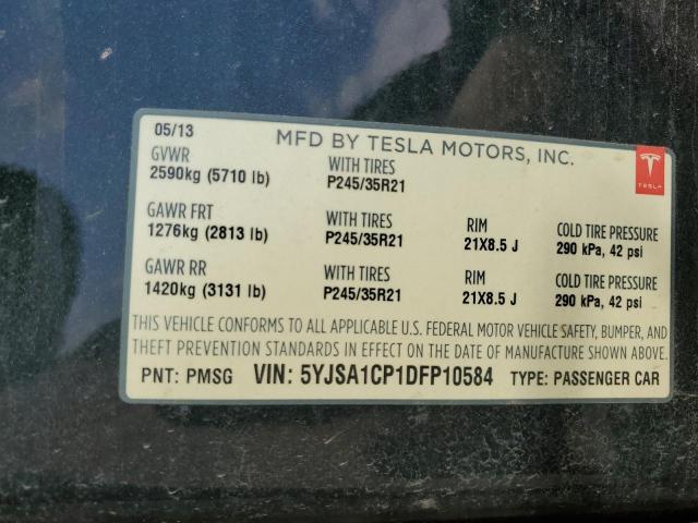 5YJSA1CP1DFP10584 - 2013 TESLA MODEL S GREEN photo 12