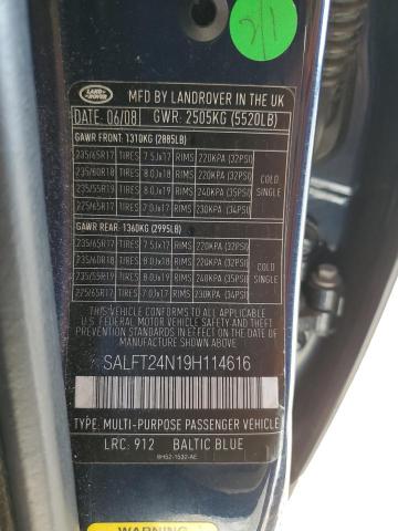 SALFT24N19H114616 - 2009 LAND ROVER LR2 HSE TECHNOLOGY BLUE photo 13