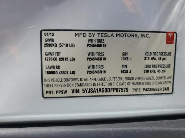 5YJSA1AG0DFP07579 - 2013 TESLA MODEL S 白色 照片 13