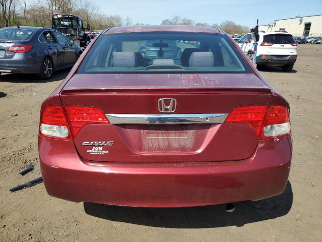 2HGFA16609H355334 - 2009 HONDA CIVIC LX-S MAROON photo 6