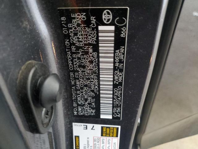 JTDKARFP1J3070248 - 2018 TOYOTA PRIUS PRIM 灰色 照片 12