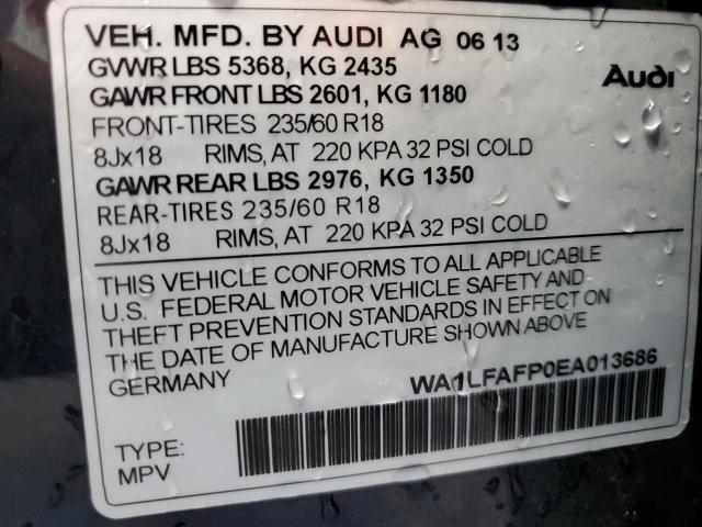 WA1LFAFP0EA013686 - 2014 AUDI Q5 PREMIUM PLUS BLUE photo 13