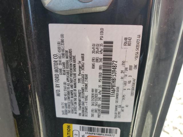 1FA6P8TH8F5394872 - 2015 FORD MUSTANG BLACK photo 12