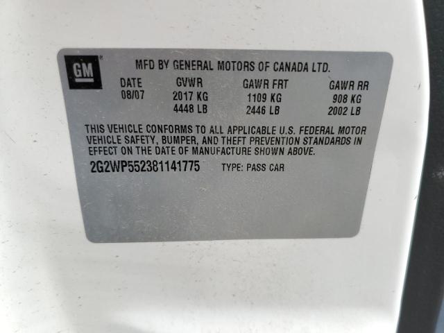 2G2WP552381141775 - 2008 PONTIAC GRAND PRIX 白色 照片 12