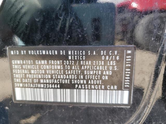 3VW167AJ7HM236444 - 2017 VOLKSWAGEN JETTA S BLACK photo 13