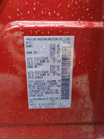 5N1DR2MNXHC630185 - 2017 NISSAN PATHFINDER S RED photo 14